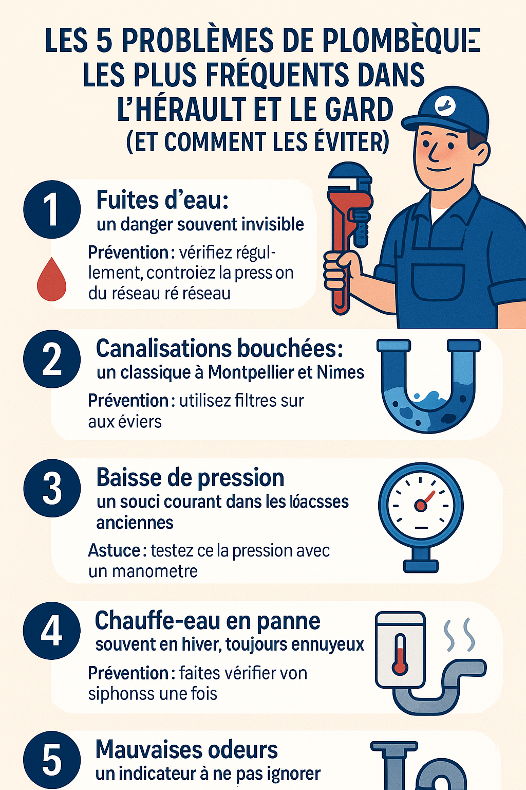 Les 5 problèmes de plomberie les plus fréquents dans l’Hérault et le Gard